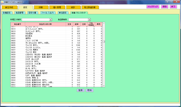 食事バランスガイド　設定